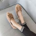 Fluffy Buckled Flats