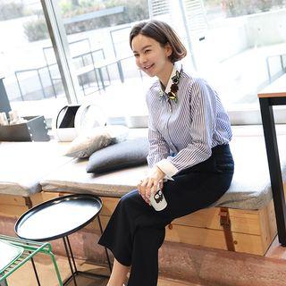 Embellished-collar Stripe Shirt