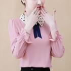Long-sleeve Dotted Collar Blouse