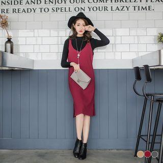 Ribbed Knit Slit Tank Dress