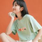 Printed Short-sleeve T-shirt Mint Green - One Size