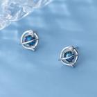 Planet Rhinestone Sterling Silver Earring 1 Pair - Blue Rhinestone - Silver - One Size