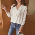 Lace Trim Plain Blouse