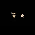 Non-matching Rhinestone Star Earring 1 Pair - S925 Silver Stud Earrings - Gold - One Size