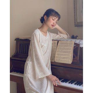 Long-sleeve Patterned Hanfu Midi Dress