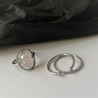 Faux Crystal / Sterling Silver Open Ring (various Designs)