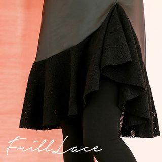 Laced Pleather Mermaid Skirt Leggings Black - One Size
