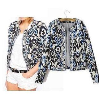 Patterned Quilted Zip Jacket
