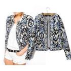Patterned Quilted Zip Jacket