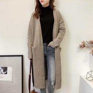 Open Front Long Cardigan Almond - One Size
