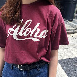 Aloha Print Crewneck T-shirt