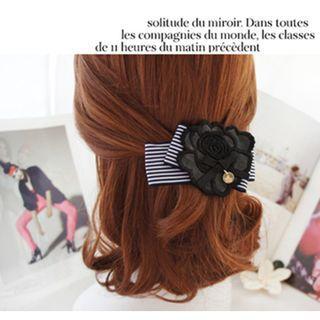 Rose Hair Clip 01 - Stripes - Sapphire Blue - One Size