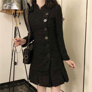 Long-sleeve Asymmetric Tweed Dress