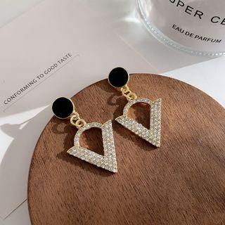Rhinestone Drop Earring 1 Pair - Rhinestone Drop Earring - Gold - One Size