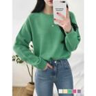 Raglan-sleeve Pastel-color Knit Top