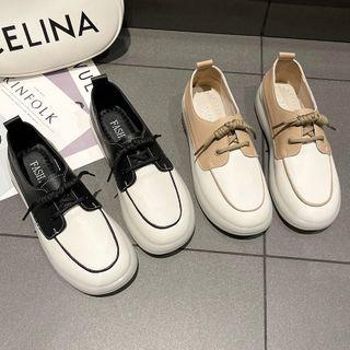 Two-tone Platform Lace Up Shoes