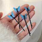 Set Of 4: Butterfly Hair Clip Set Of 4 - Blue & Black - One Size
