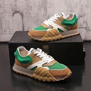 Color Block Faux Leather Chunky Sneakers