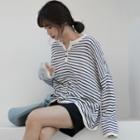 Striped Knit Top Stripes - White - One Size