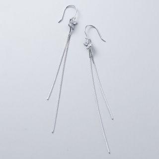 Rhinestone Chain Drop Earring 1 Pair - Silver - One Size