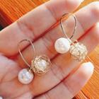 Faux Pearl & Wirework Dangle Earring Gold - One Size