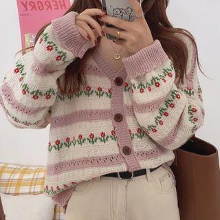 Floral Long-sleeve Cardigan