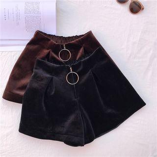 Ring Detail Velvet Shorts