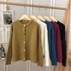 Round-neck Long-sleeve Knit Sweater Cardigan Jacket