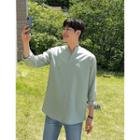 Mandarin-collar Buttonless Shirt
