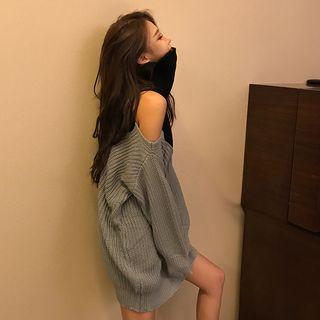Mock Two-piece Off-shoulder Knit Sweater