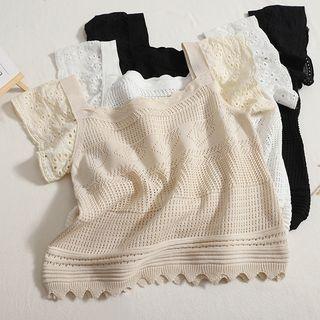Square-neck Knit Cropped Tank Top