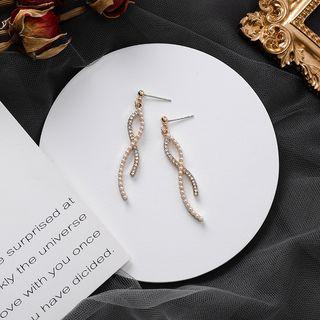 Faux Pearl Curve Dangle Earring 1 Pair - Gold - One Size