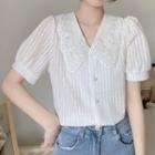 Lace Collar Puff-sleeve Top