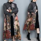 Floral Print Snap-buttoned Long Jacket