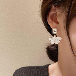 Flower Rhinestone Alloy Dangle Earring 1 Pair - White - One Size