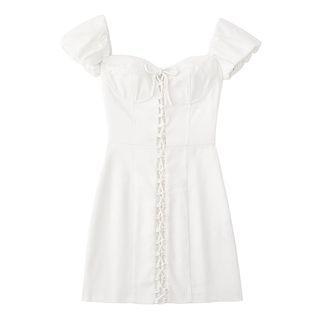 Cap-sleeve Lace-up Mini Sheath Dress