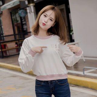 Embroidery Contrast Trim Pullover