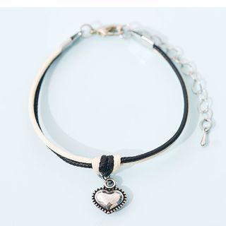 Alloy Heart Bracelet Black & Off-white - One Size
