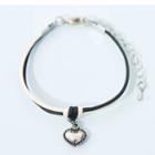 Alloy Heart Bracelet Black & Off-white - One Size