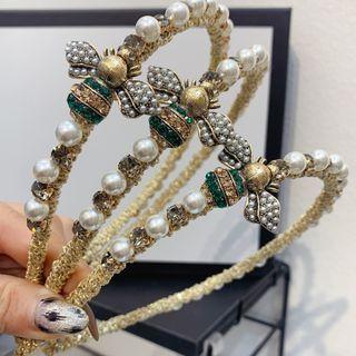 Bee Faux Pearl Rhinestone Headband Champagne - One Size