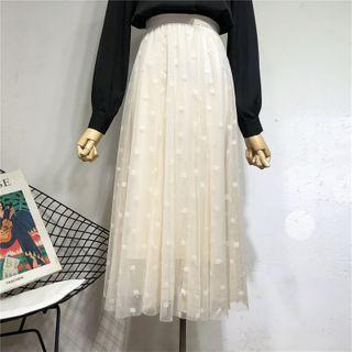 Floral Print Meshed A-line Skirt