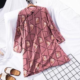 Long-sleeve Embroidered Top Red - One Size