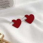 Heart Ear Stud 1 Pair - Red - One Size