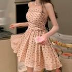 Sleeveless Tie-waist Floral Print A-line Dress