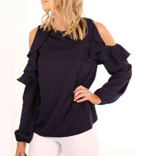 Cold Shoulder Ruffled Top