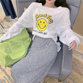 Print Long-sleeve T-shirt / Midi Skirt