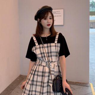 Plaid Mini A-line Jumper Dress