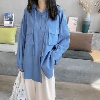 Flap-pocket Hooded Shirt Jacket