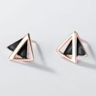 Triangle Earring 1 Pair - S925 Silver - Black - One Size