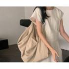 [dearest] Cap-sleeve Button-back Dress Cream - One Size